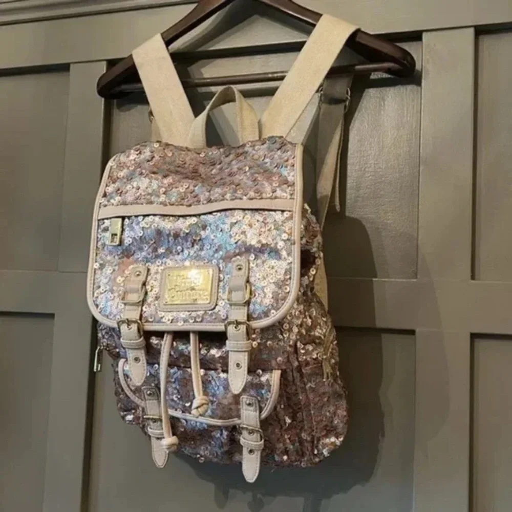 Juicy Couture Rainbow Sequined Pink Gold Multicolor Backpack Y2K Eras Tour Pride